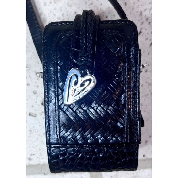 COPY - Brighton Black Leather Silver Heart Phone Case Cigarette Case Cross Body… - Picture 1 of 12